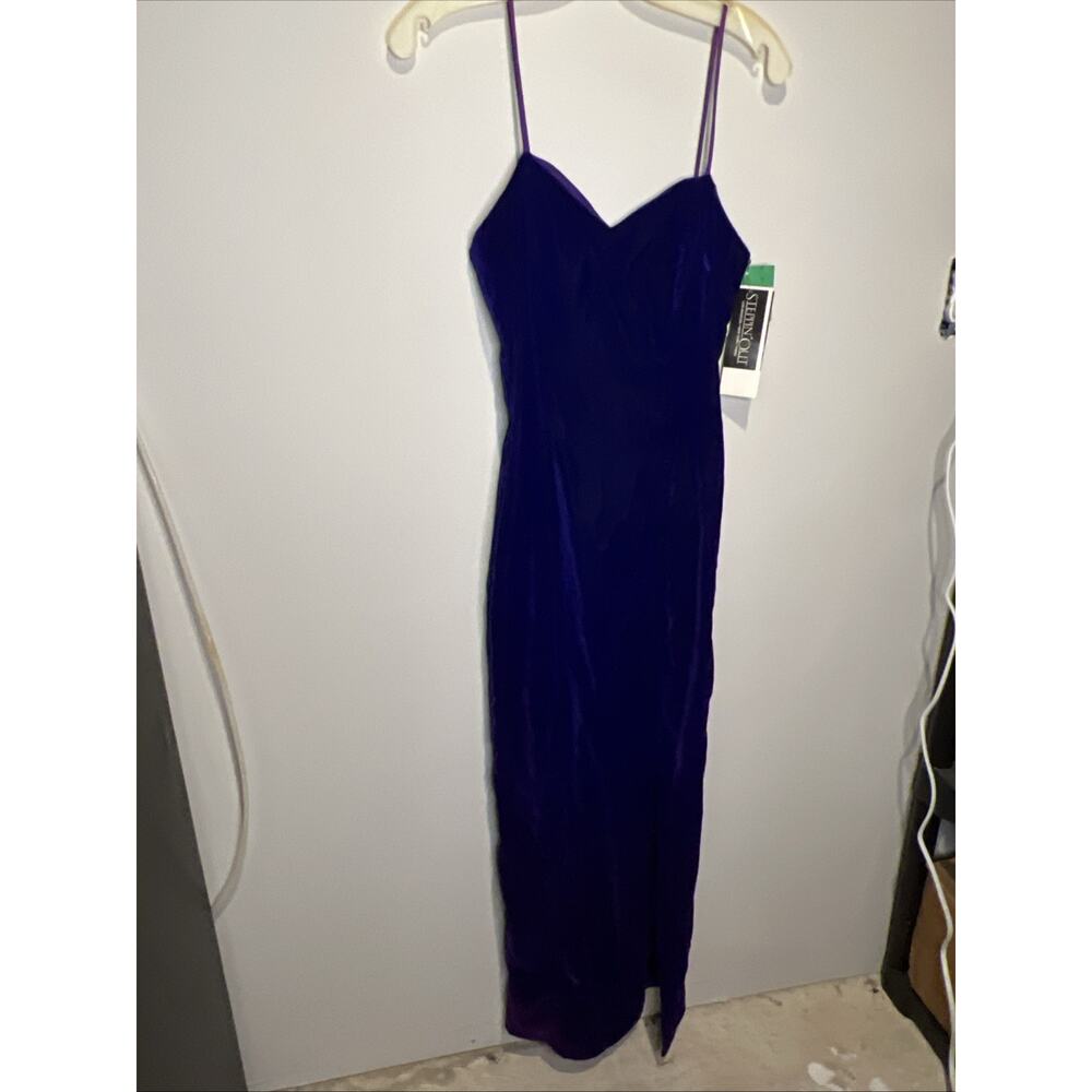 NWT Vintage Steppin'Out Purple Velvet Strappy Body Con Long Dress Prom Wedding